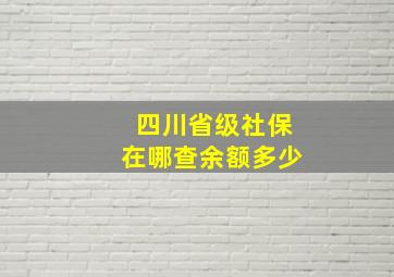 四川省级社保在哪查余额多少