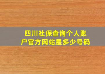 四川社保查询个人账户官方网站是多少号码