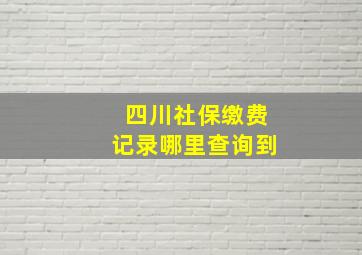 四川社保缴费记录哪里查询到