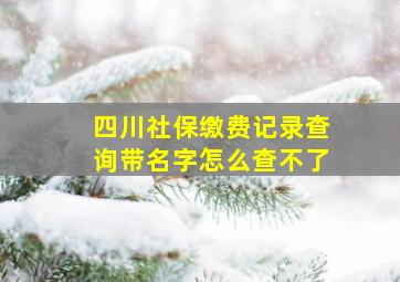 四川社保缴费记录查询带名字怎么查不了