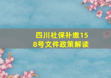 四川社保补缴158号文件政策解读