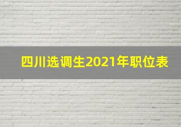 四川选调生2021年职位表