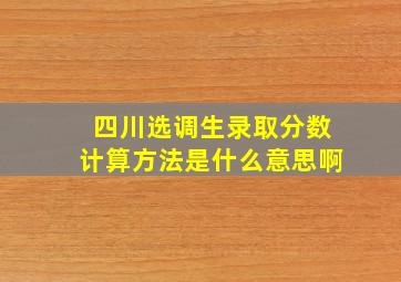 四川选调生录取分数计算方法是什么意思啊