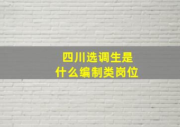 四川选调生是什么编制类岗位