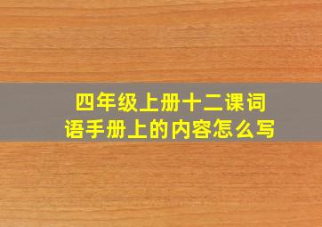 四年级上册十二课词语手册上的内容怎么写