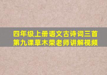 四年级上册语文古诗词三首第九课草木荣老师讲解视频