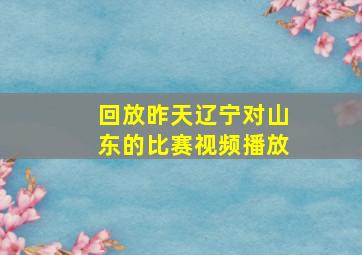 回放昨天辽宁对山东的比赛视频播放