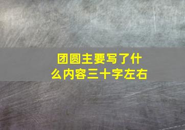 团圆主要写了什么内容三十字左右