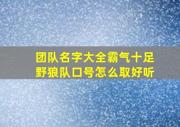 团队名字大全霸气十足野狼队口号怎么取好听