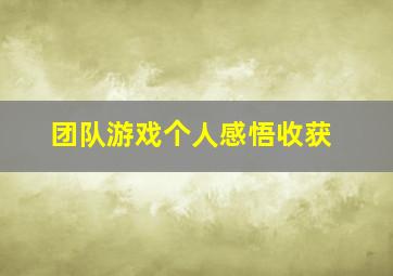 团队游戏个人感悟收获