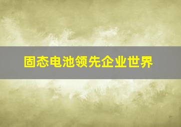 固态电池领先企业世界