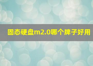 固态硬盘m2.0哪个牌子好用