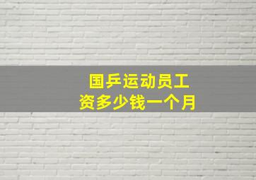 国乒运动员工资多少钱一个月