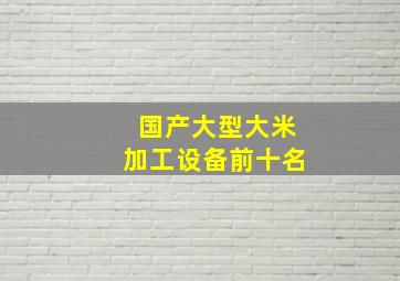 国产大型大米加工设备前十名