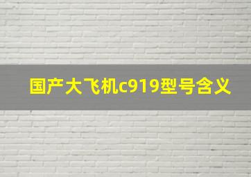 国产大飞机c919型号含义