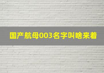 国产航母003名字叫啥来着