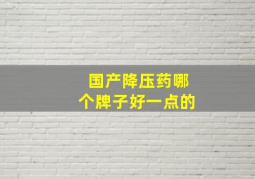 国产降压药哪个牌子好一点的