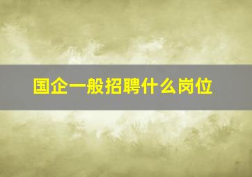 国企一般招聘什么岗位