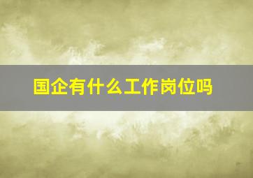 国企有什么工作岗位吗