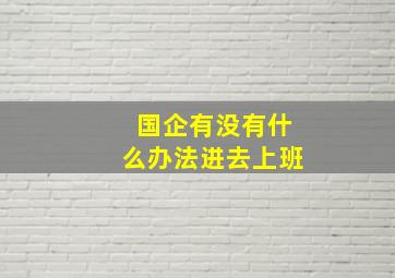 国企有没有什么办法进去上班