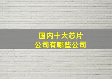 国内十大芯片公司有哪些公司