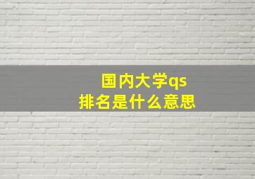 国内大学qs排名是什么意思