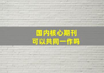 国内核心期刊可以共同一作吗