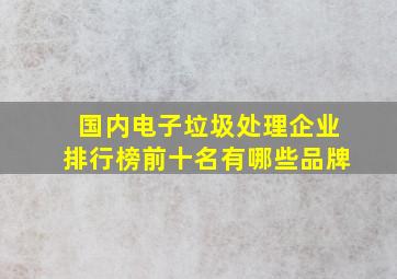 国内电子垃圾处理企业排行榜前十名有哪些品牌