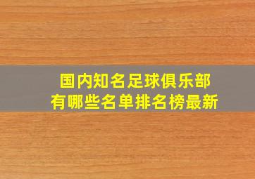 国内知名足球俱乐部有哪些名单排名榜最新