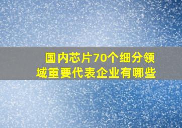 国内芯片70个细分领域重要代表企业有哪些