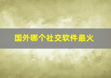 国外哪个社交软件最火