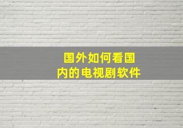 国外如何看国内的电视剧软件