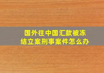 国外往中国汇款被冻结立案刑事案件怎么办