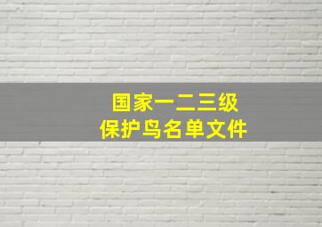 国家一二三级保护鸟名单文件