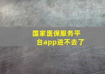 国家医保服务平台app进不去了