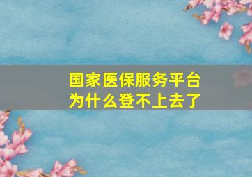 国家医保服务平台为什么登不上去了