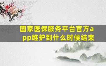 国家医保服务平台官方app维护到什么时候结束