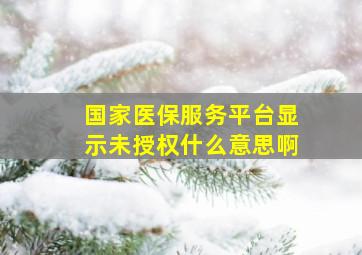 国家医保服务平台显示未授权什么意思啊