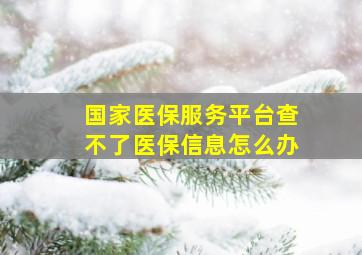 国家医保服务平台查不了医保信息怎么办