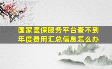 国家医保服务平台查不到年度费用汇总信息怎么办