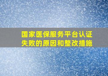 国家医保服务平台认证失败的原因和整改措施