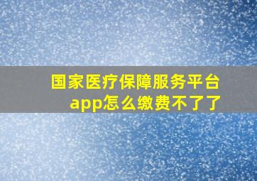 国家医疗保障服务平台app怎么缴费不了了