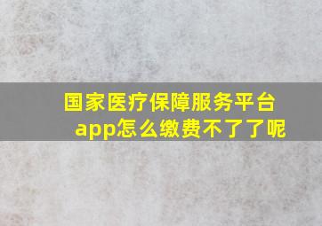 国家医疗保障服务平台app怎么缴费不了了呢