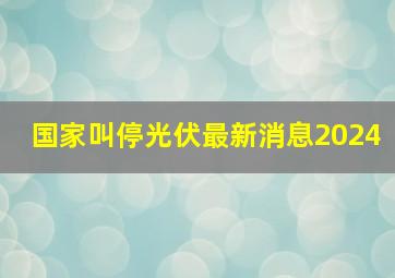 国家叫停光伏最新消息2024