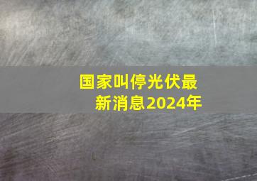 国家叫停光伏最新消息2024年