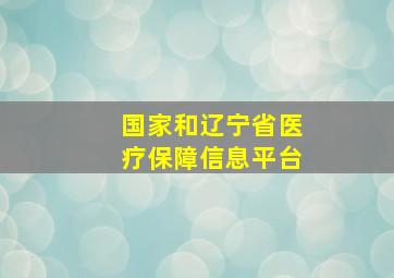 国家和辽宁省医疗保障信息平台