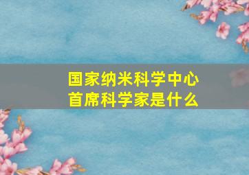 国家纳米科学中心首席科学家是什么