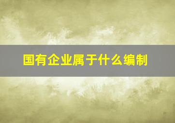 国有企业属于什么编制