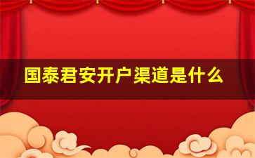 国泰君安开户渠道是什么