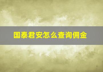 国泰君安怎么查询佣金